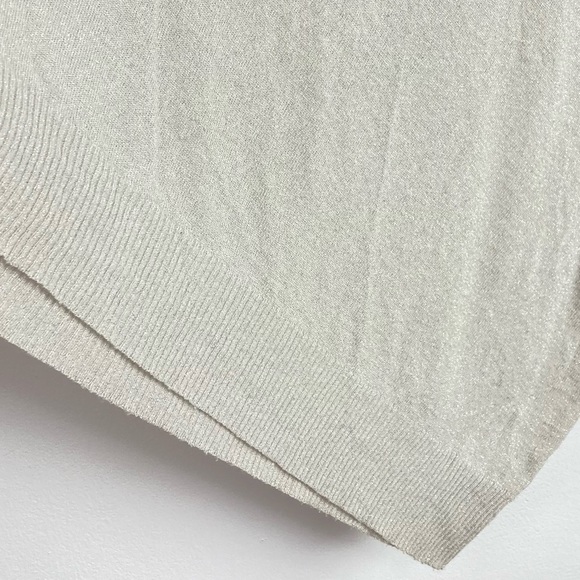 MAX MARA Metallic Dolman Sleeve Asymmetrical Lightweight Sparkly Sweater - Picture 8 of 11